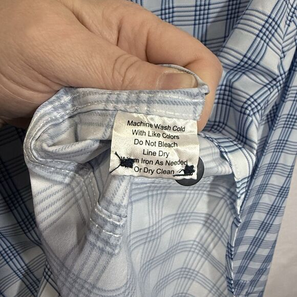 NEW Jos. A. Bank Traveler Tailored Fit Blue Plaid Button-Down Shirt Men's 2XLT - Picture 11 of 12